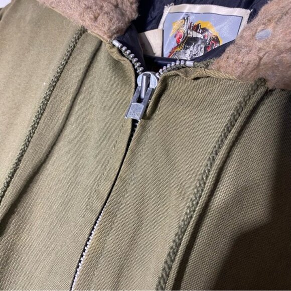 Vintage Work Horse Army Green Zip Front Insulated Coveralls XL - Picture 7 of 16